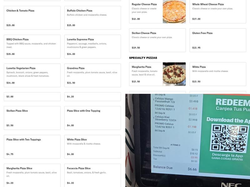 Lunetta Menu