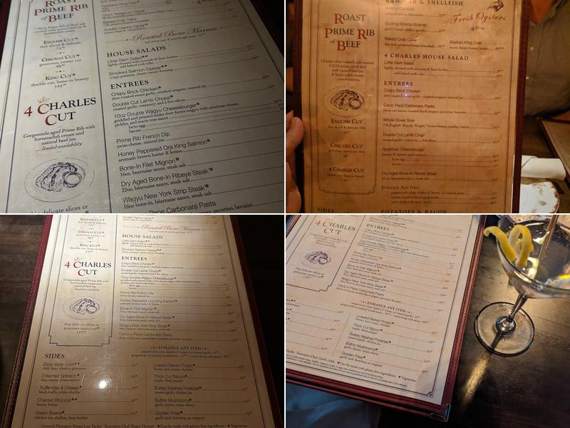 4 Charles Prime Rib Menu