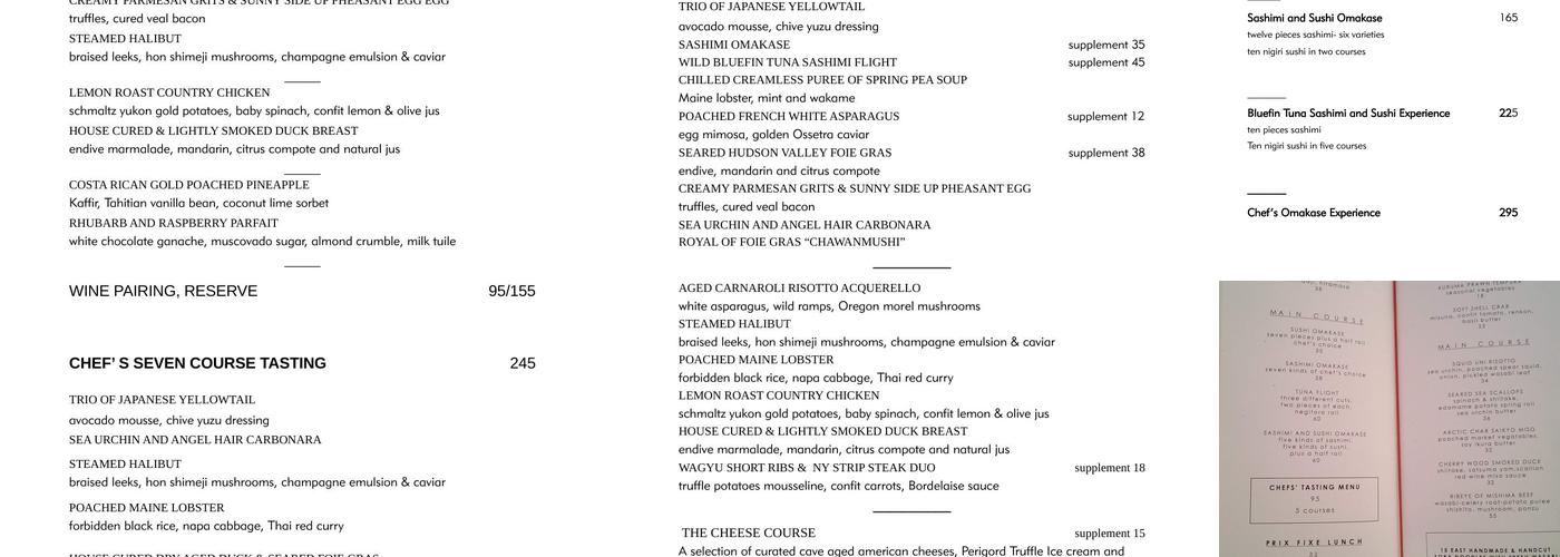 15 EAST @ Tocqueville Menu