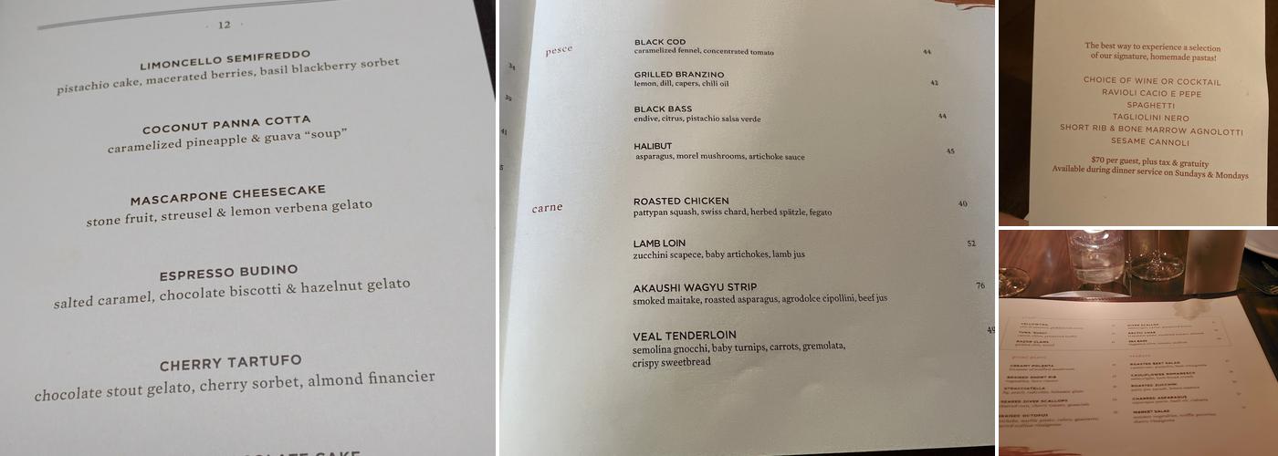 Scarpetta Menu