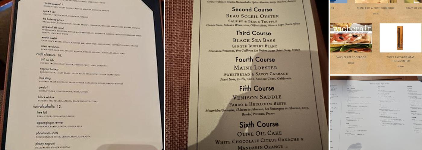 Craft New York Menu