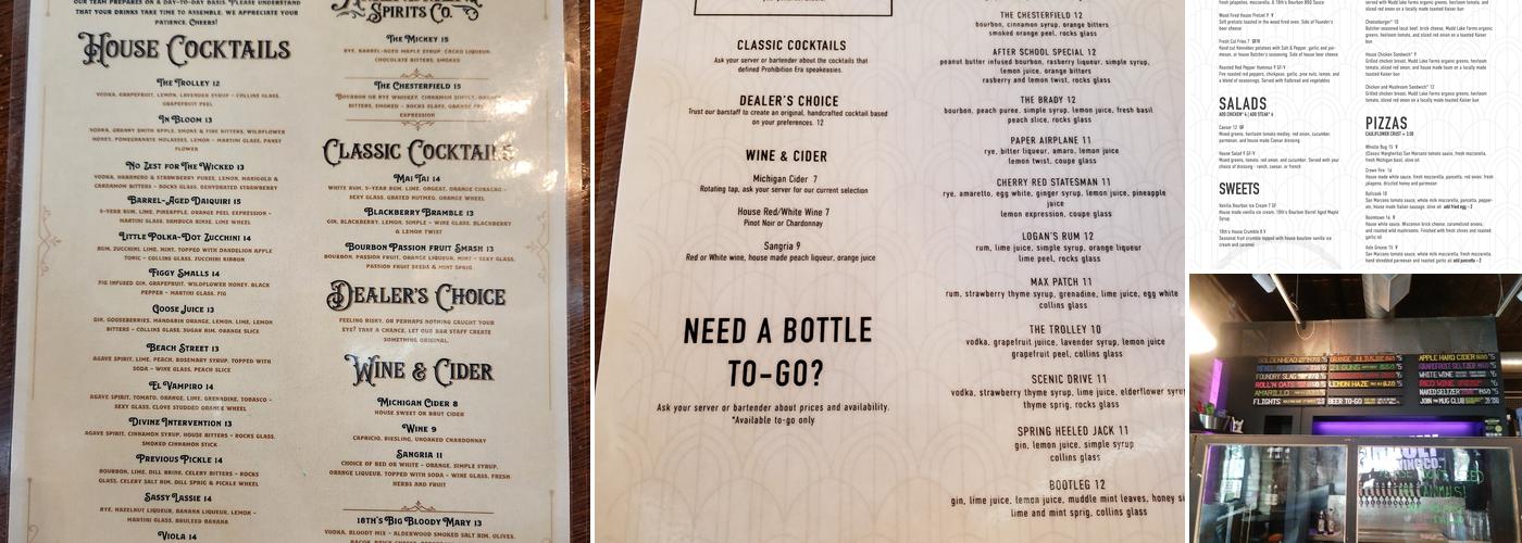 18th Amendment Spirits Co. Menu