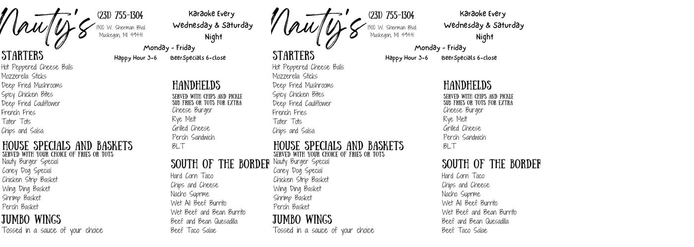 Nauty's Menu