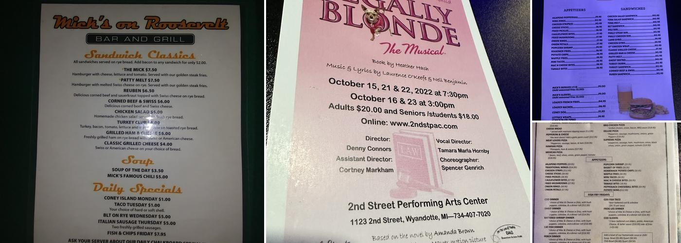 Mick's On Roosevelt Menu