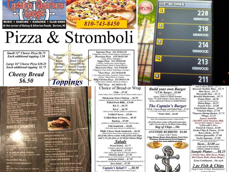 Captain's Quarters Lounge Menu