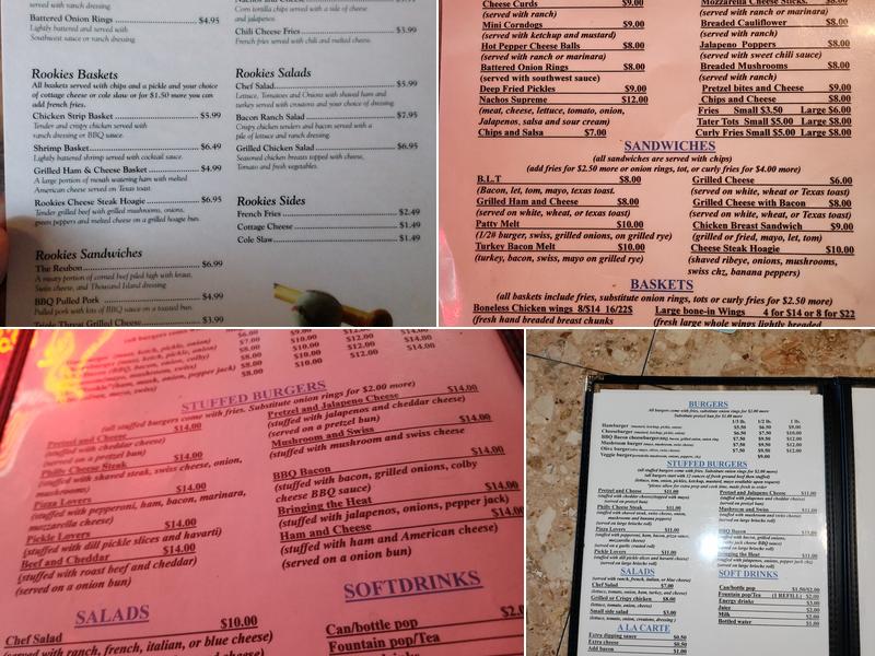 Rookie's Burger Bar Menu
