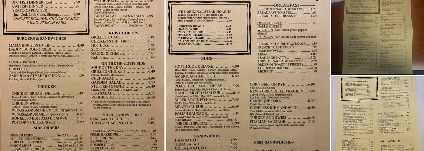 South Side Super Deli Menu