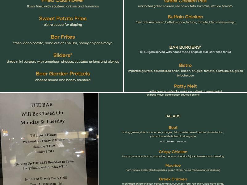 The Bar Menu
