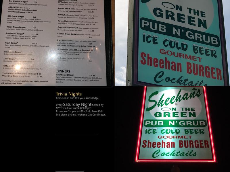 Sheehan's On the Green Menu
