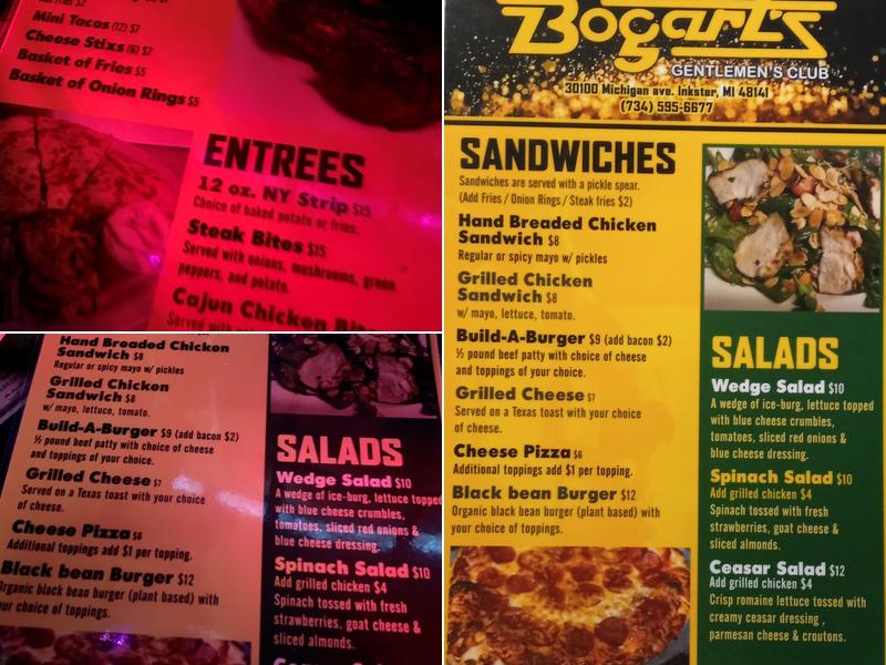 Bogart's Lounge Menu