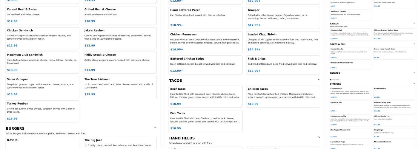 Jake O'Malley's Irish Pub Menu