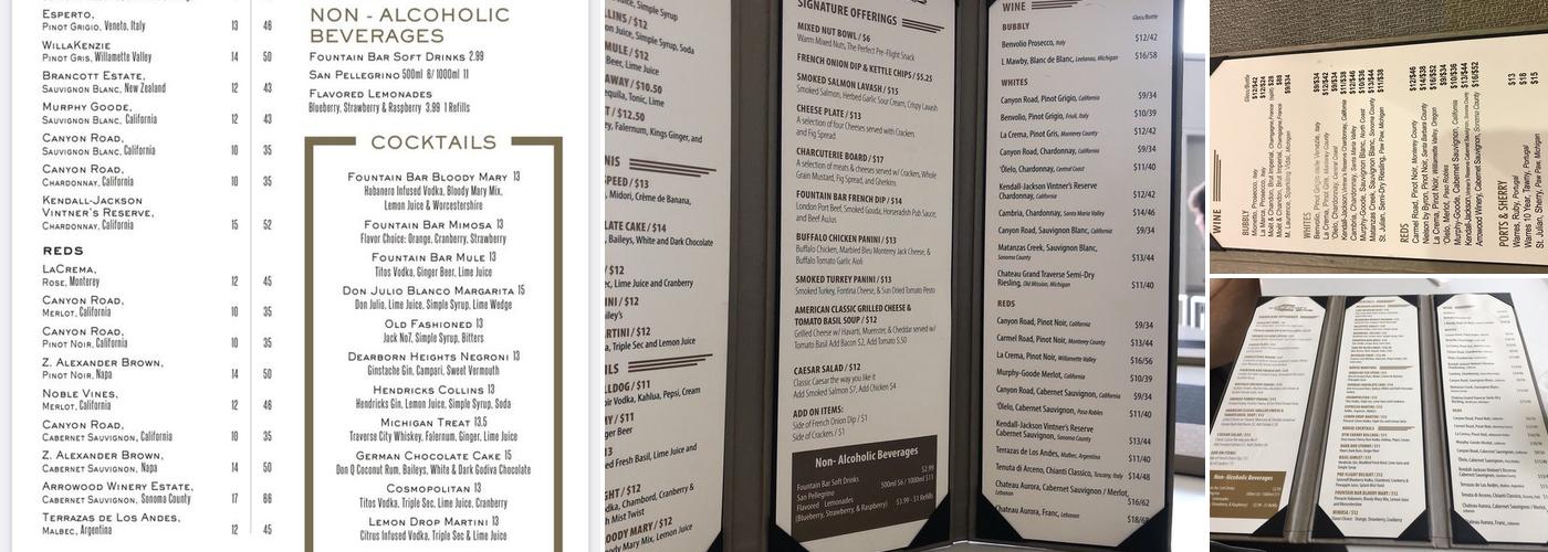 Fountain Bar Menu