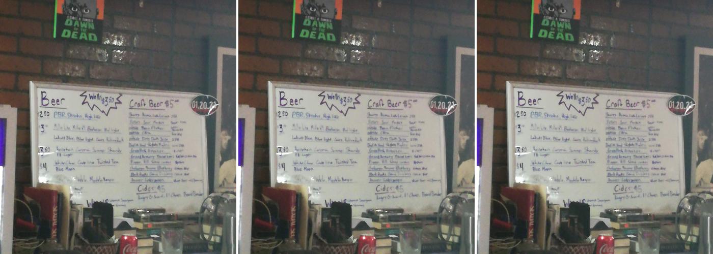 Jumbo's Bar Menu