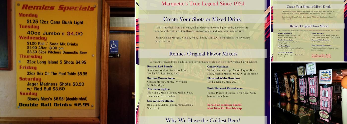 Remies Bar Menu
