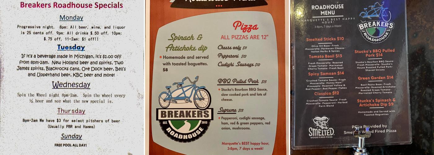Breakers Roadhouse Menu