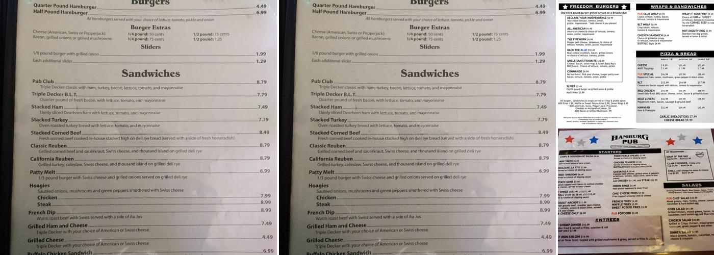 Hamburg Pub Menu