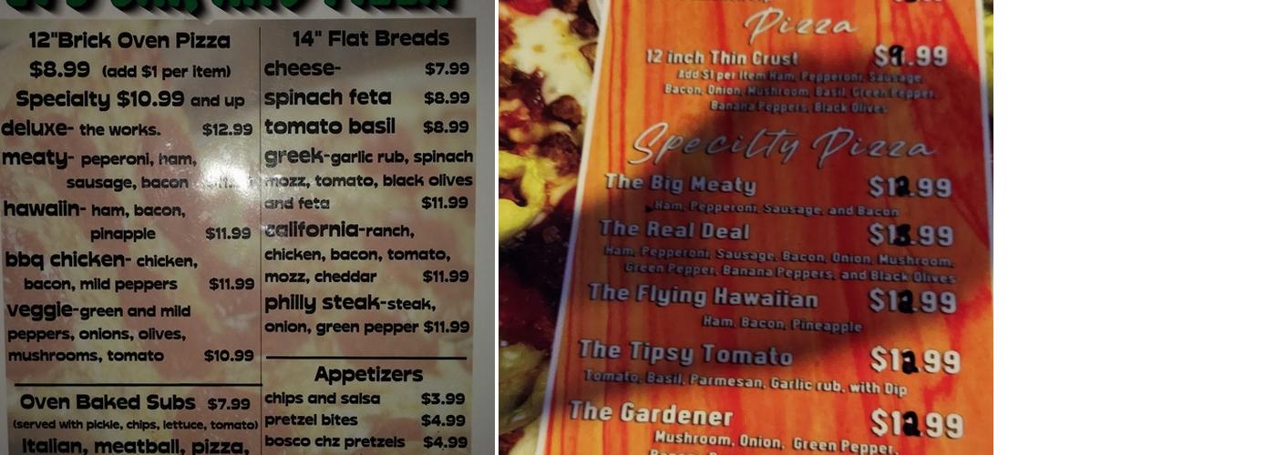 E.T.'s Bar Menu