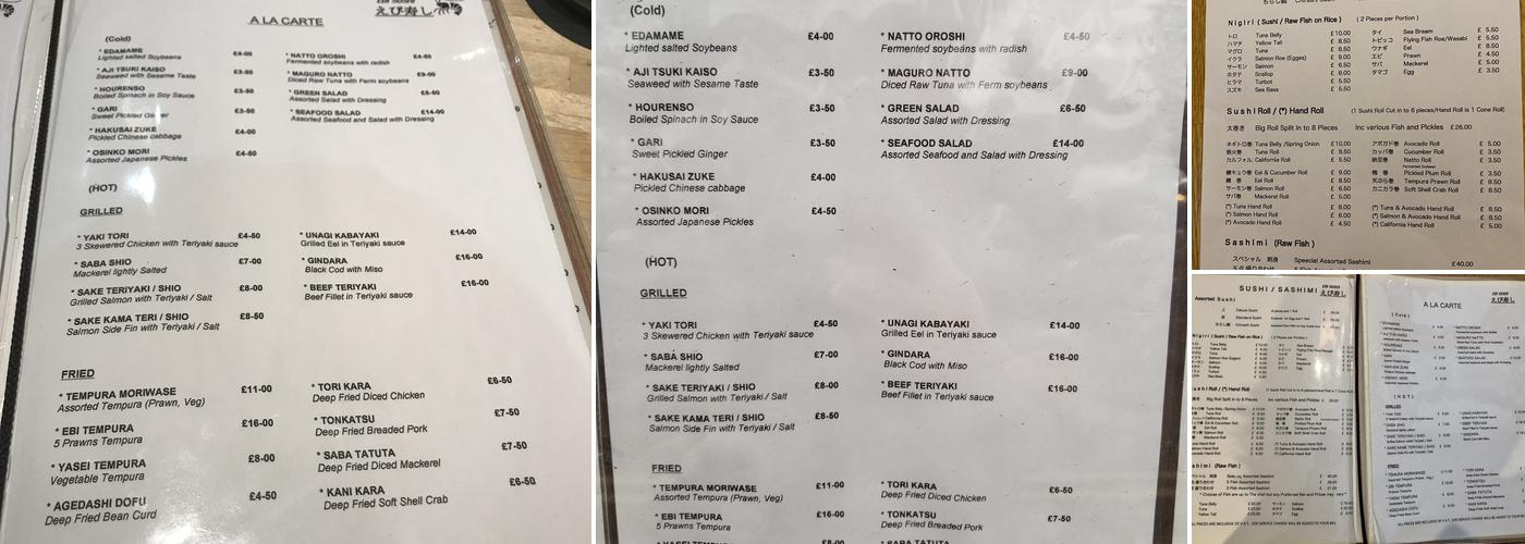 Ebi Sushi Menu