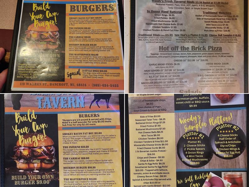 Woodys Bancroft TAVERN Menu