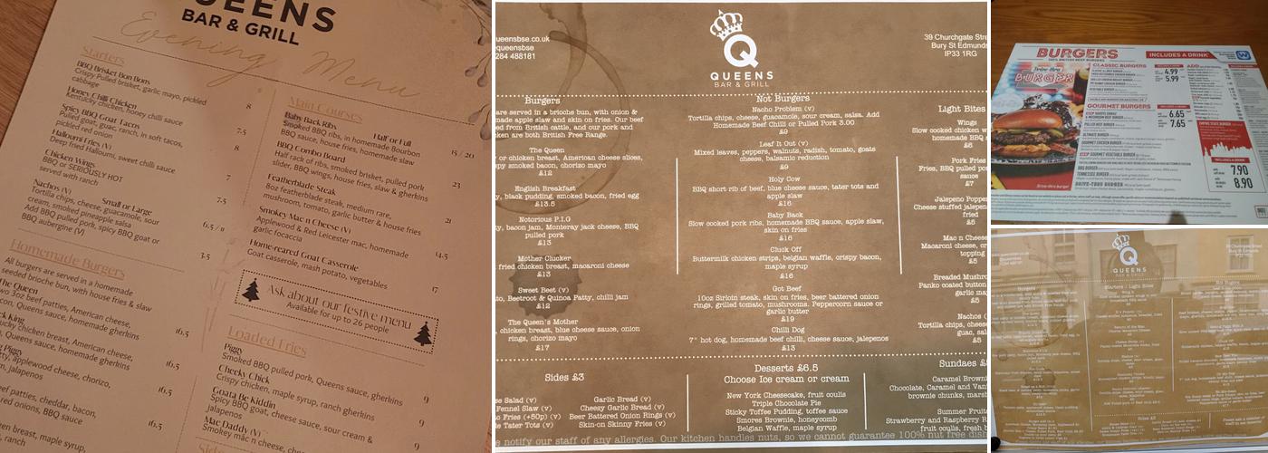 Queens Bar & Grill Menu