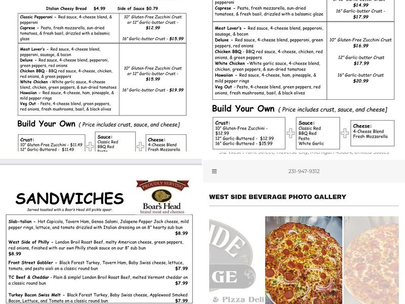 West Side Beverage Menu