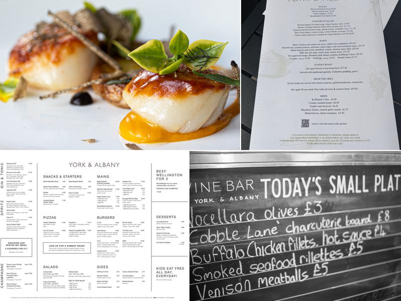 York & Albany Hotel Menu