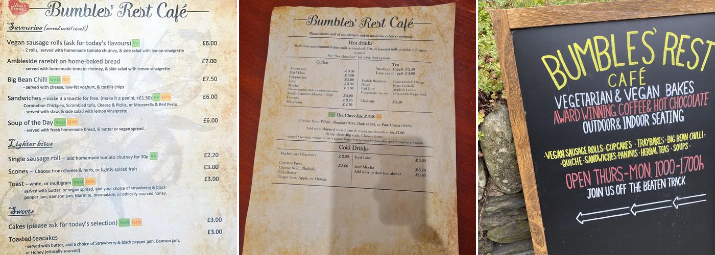 Bumbles' Rest Café Menu