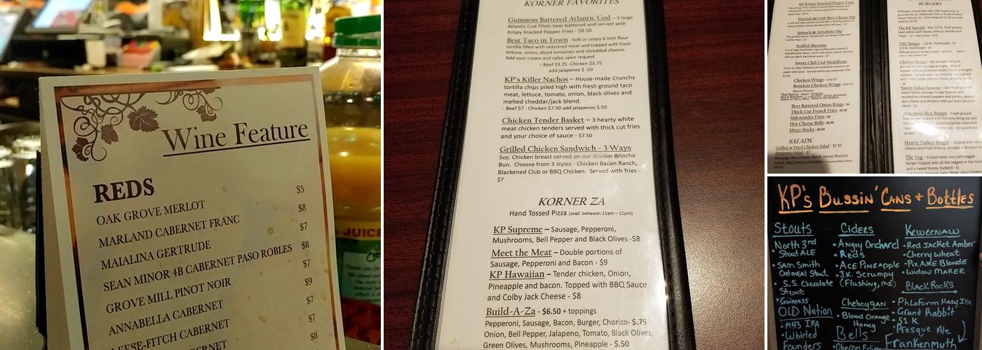 Korner Pub Menu