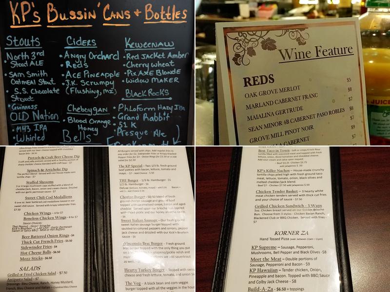 Korner Pub Menu