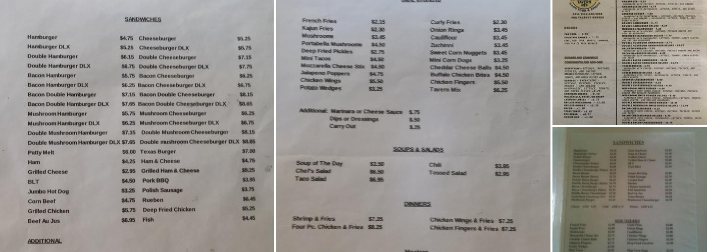 Riverside Tavern Menu