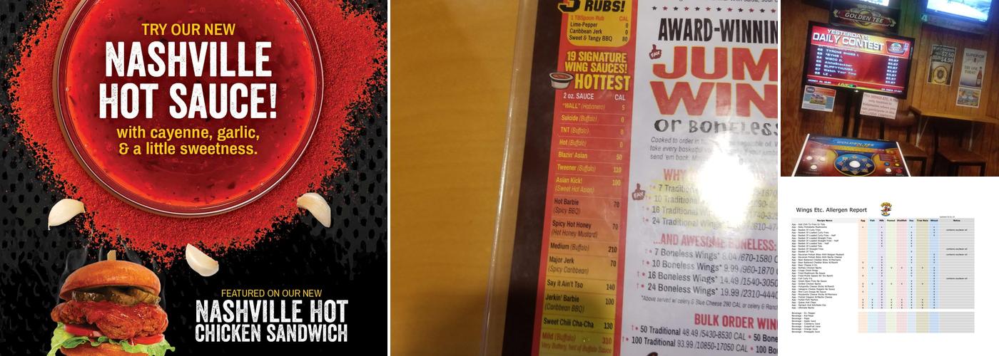 Wings Etc. Menu