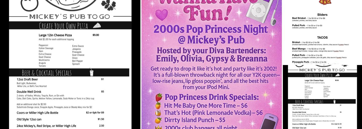 Mickey's Pub Menu