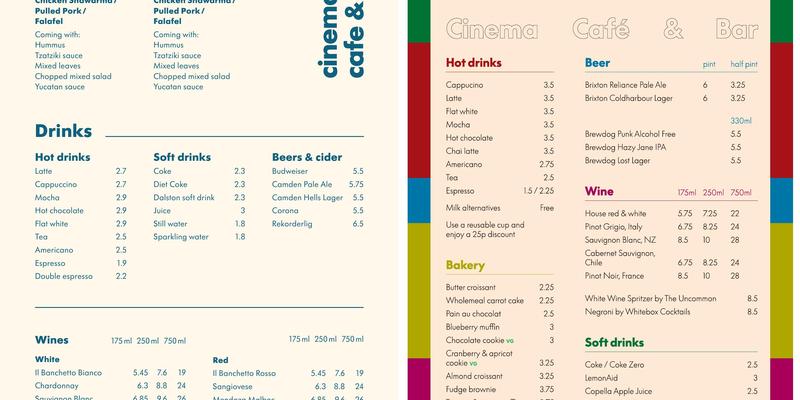 Barbican Cinema Café & Bar Menu