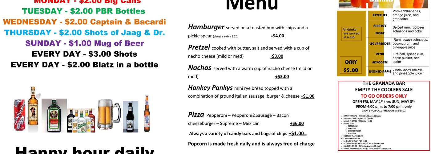 Granada Menu