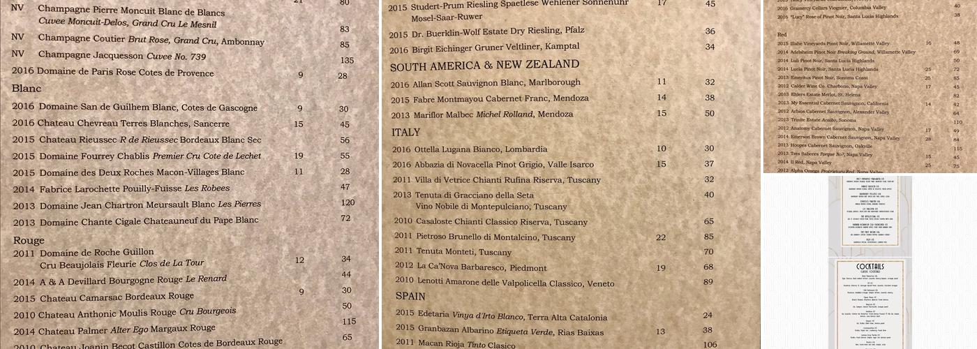 Cellar 313 Menu