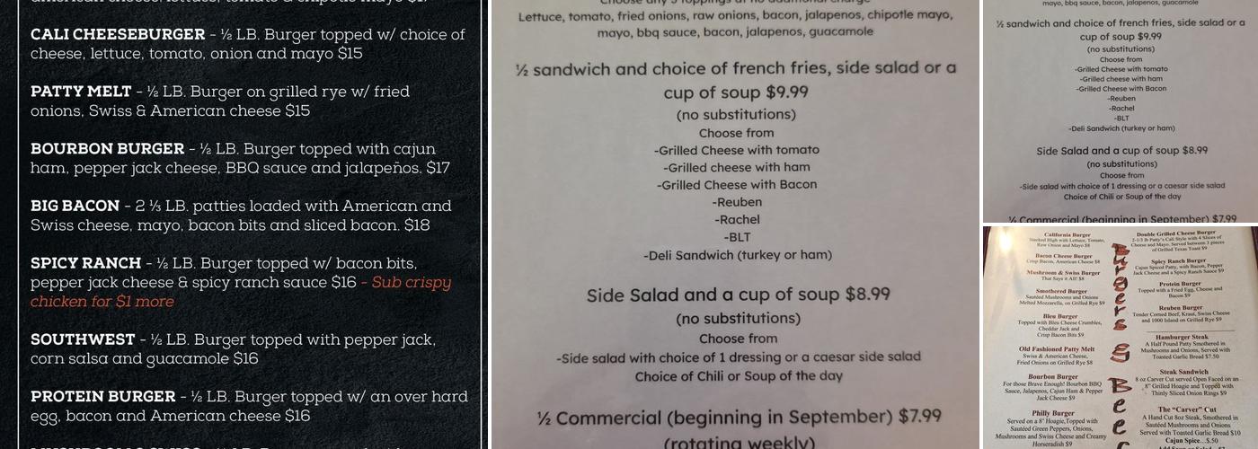 Harvey's Bar Menu
