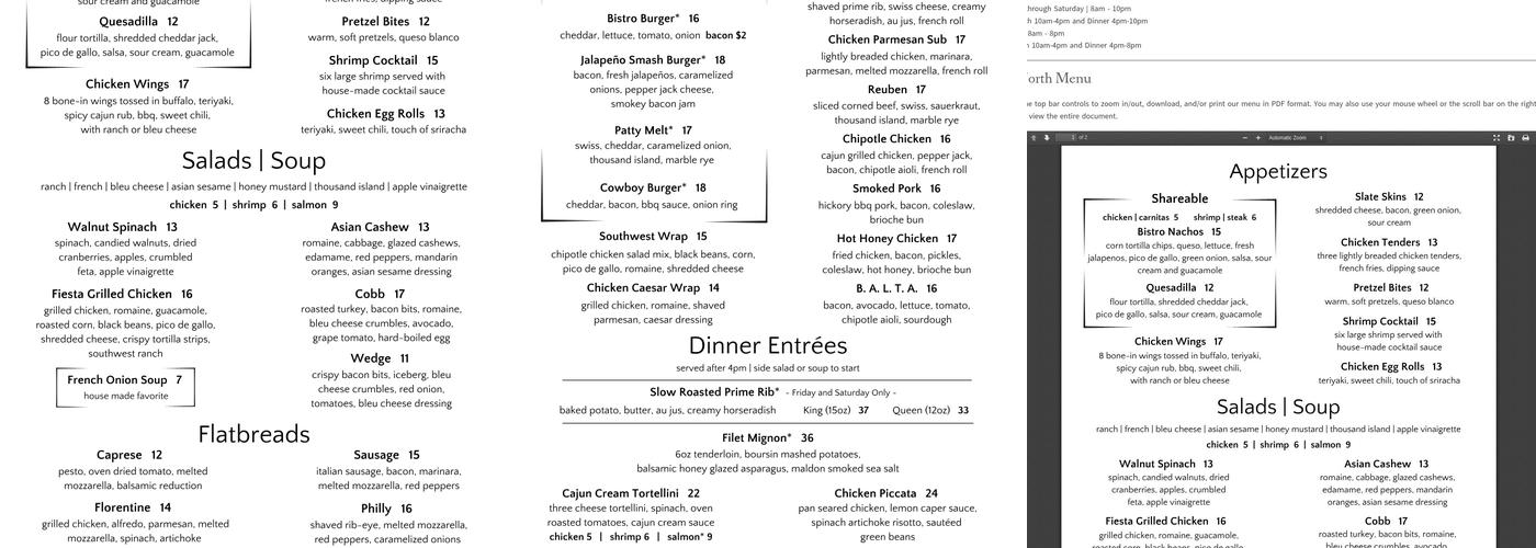 Wilds Pub Menu