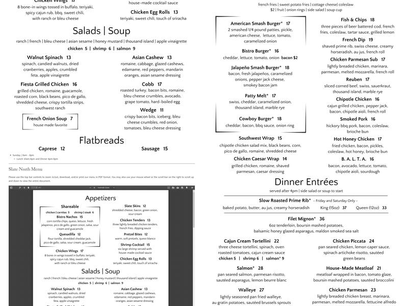 Wilds Pub Menu