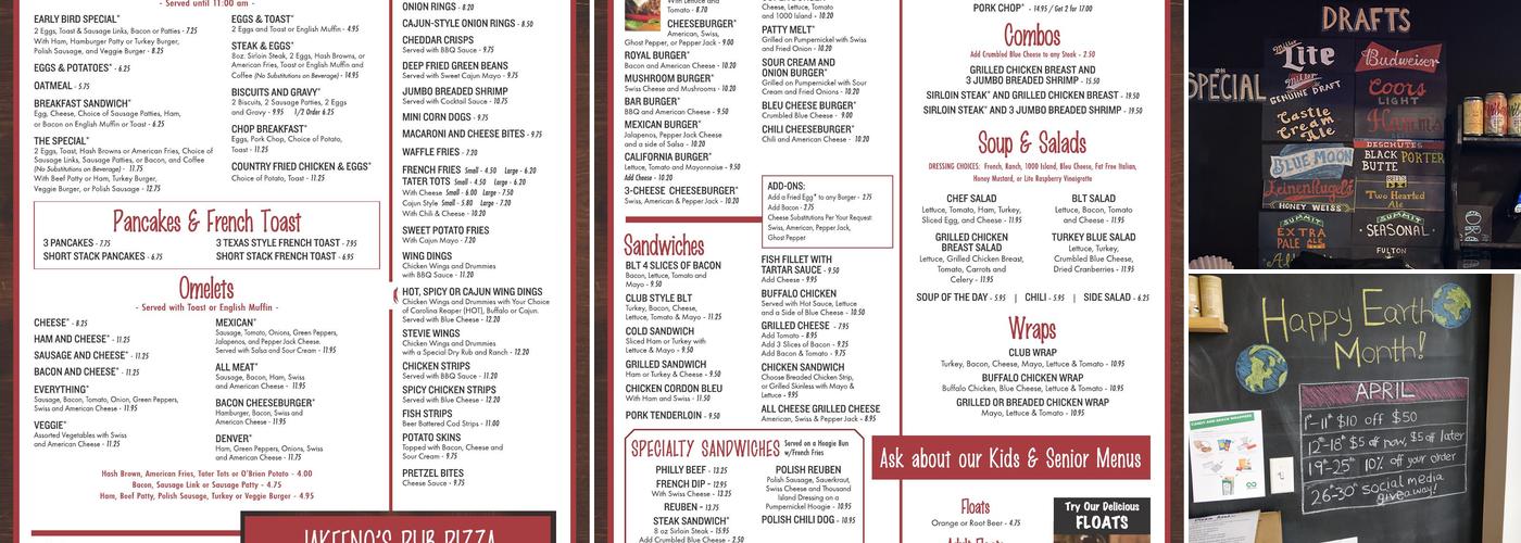 Cardinal Restaurant and Bar Menu