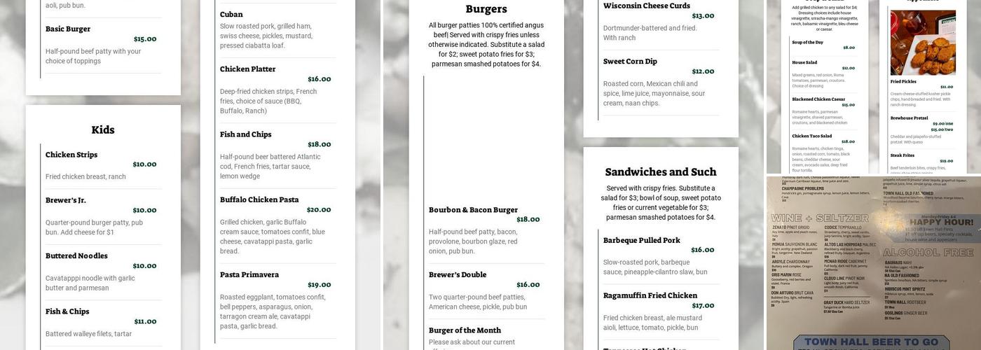 Town Hall Tap Menu