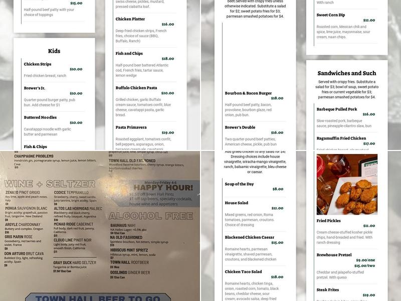 Town Hall Tap Menu