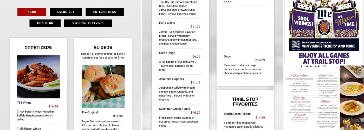 Trail Stop Tavern Menu