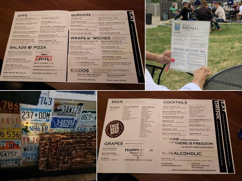 152 Club Bar & Grill Menu