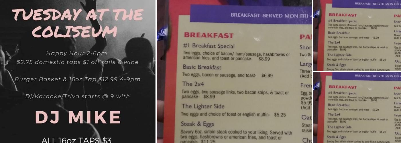 Coliseum Sports Bar & Grill Menu