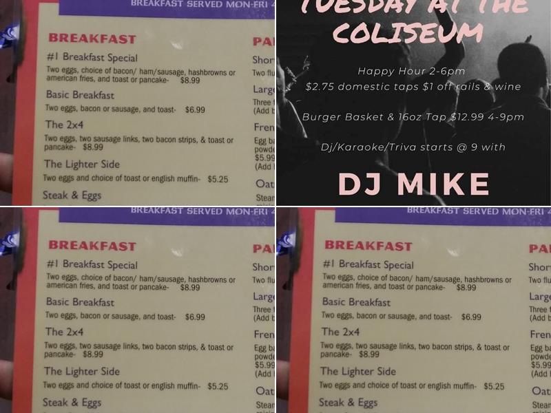 Coliseum Sports Bar & Grill Menu