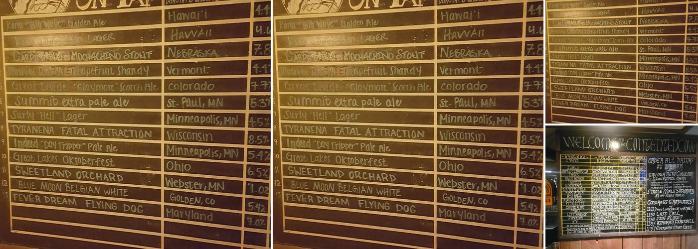 The Contented Cow Menu