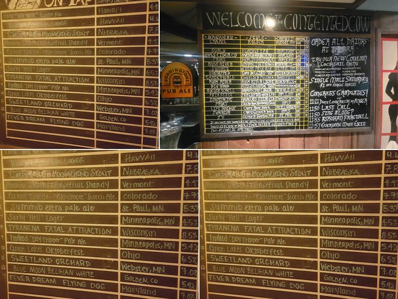 The Contented Cow Menu