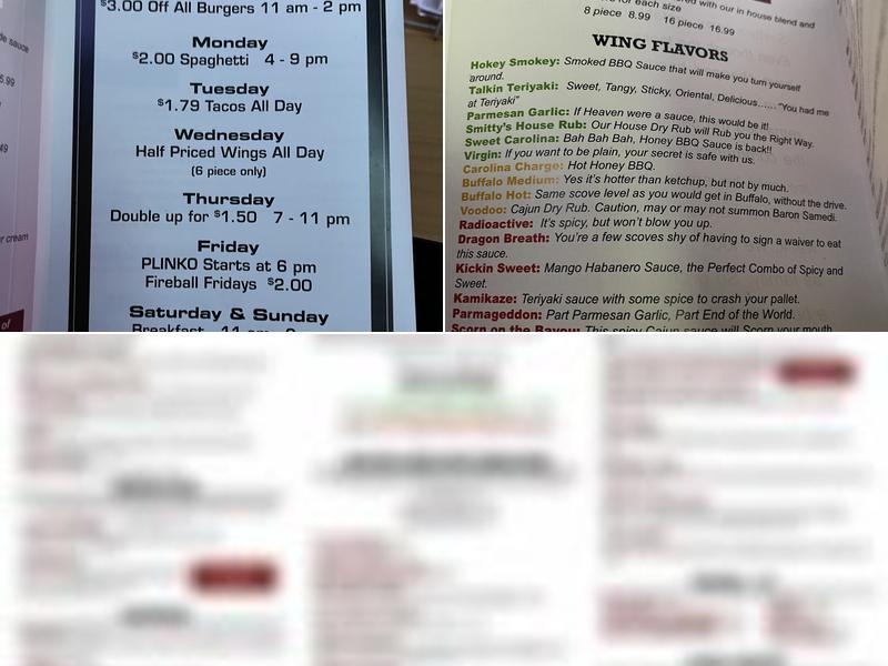 Smitty's Bar & Grill Menu