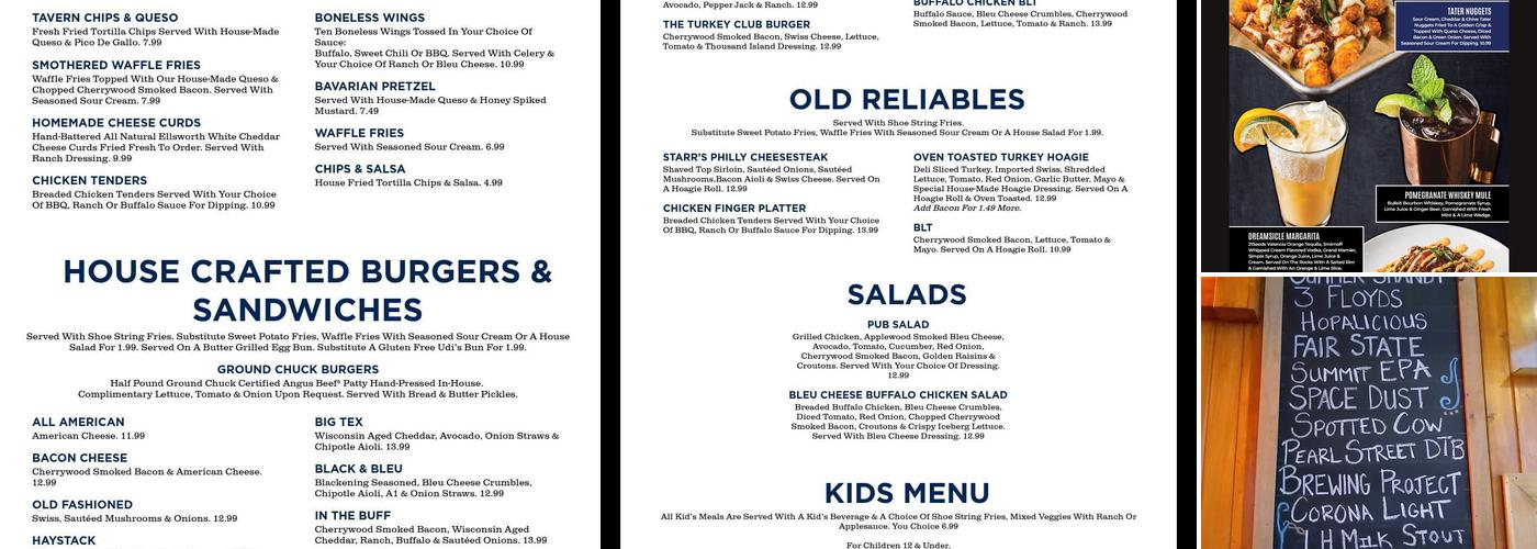 Starr's Bar Menu