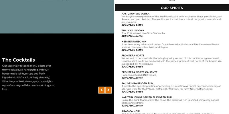 Flying Dutchman Spirits Menu